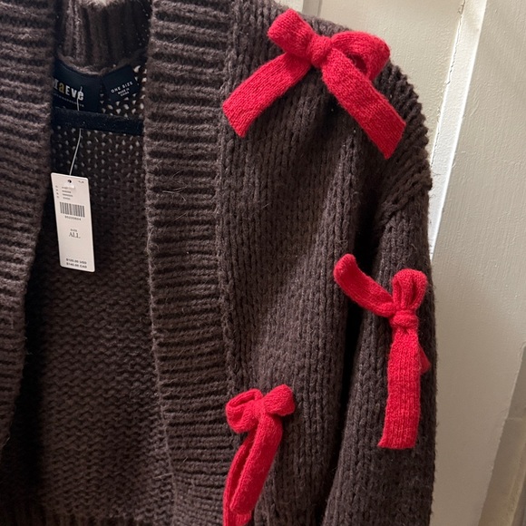 Anthropology Maeve Women’s Red Bow Cardigan NWT Size ALL - Picture 5 of 6